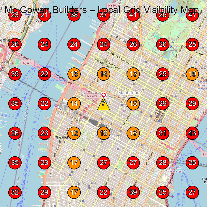 Mc Gowan Builders GeoGrid visibility map for Construction Company in New York